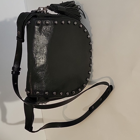 Black Studded Leather Crossbody Bag - Picture 8 of 13